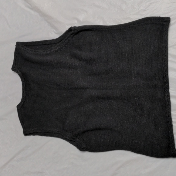 Vintage Black Beaded Embellished Knit Sweater Vest Whimsygoth Size Large - Picture 6 of 6